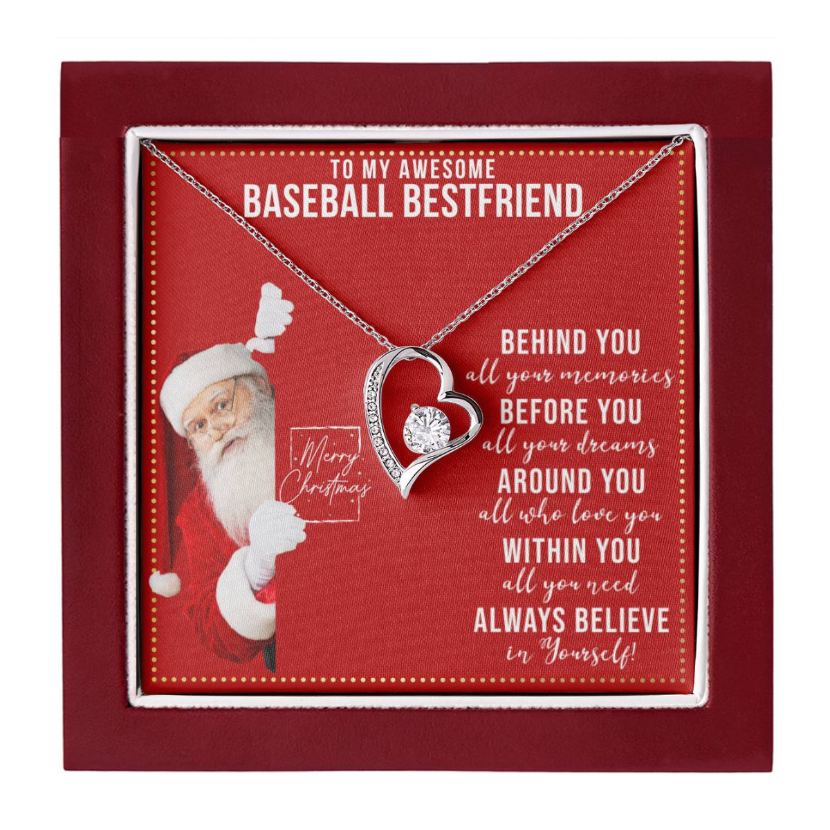 JGF Jewelry Gifts for Family Gift To My Bestie BFF Heart Necklace For Baseball Female Friend