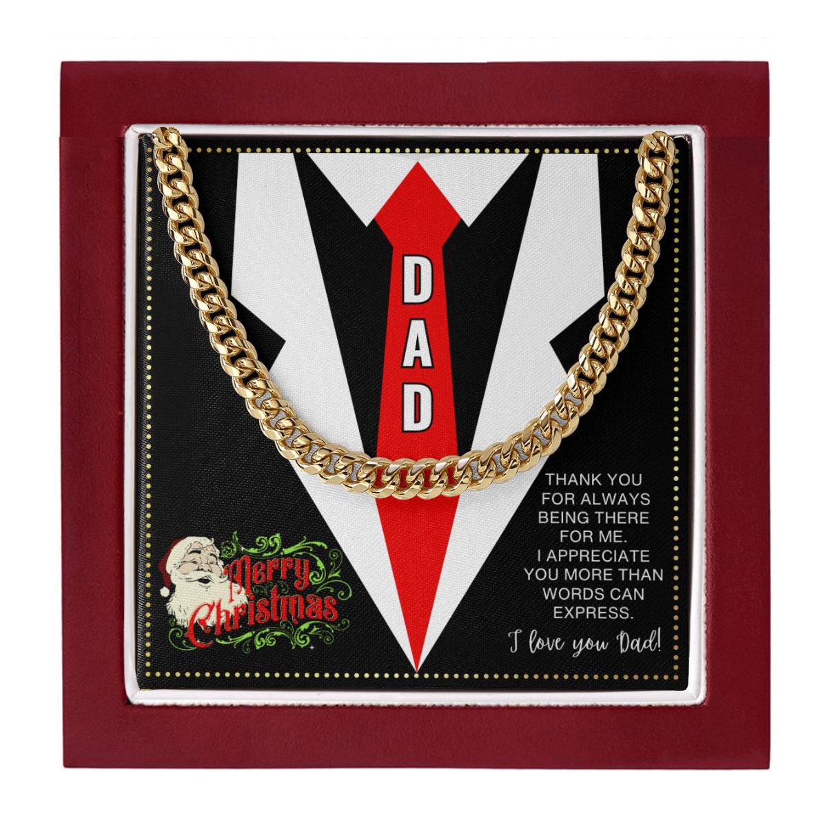 JGF Jewelry Gifts for Family Dad Chain Necklace For Men Christmas Xmas Presents