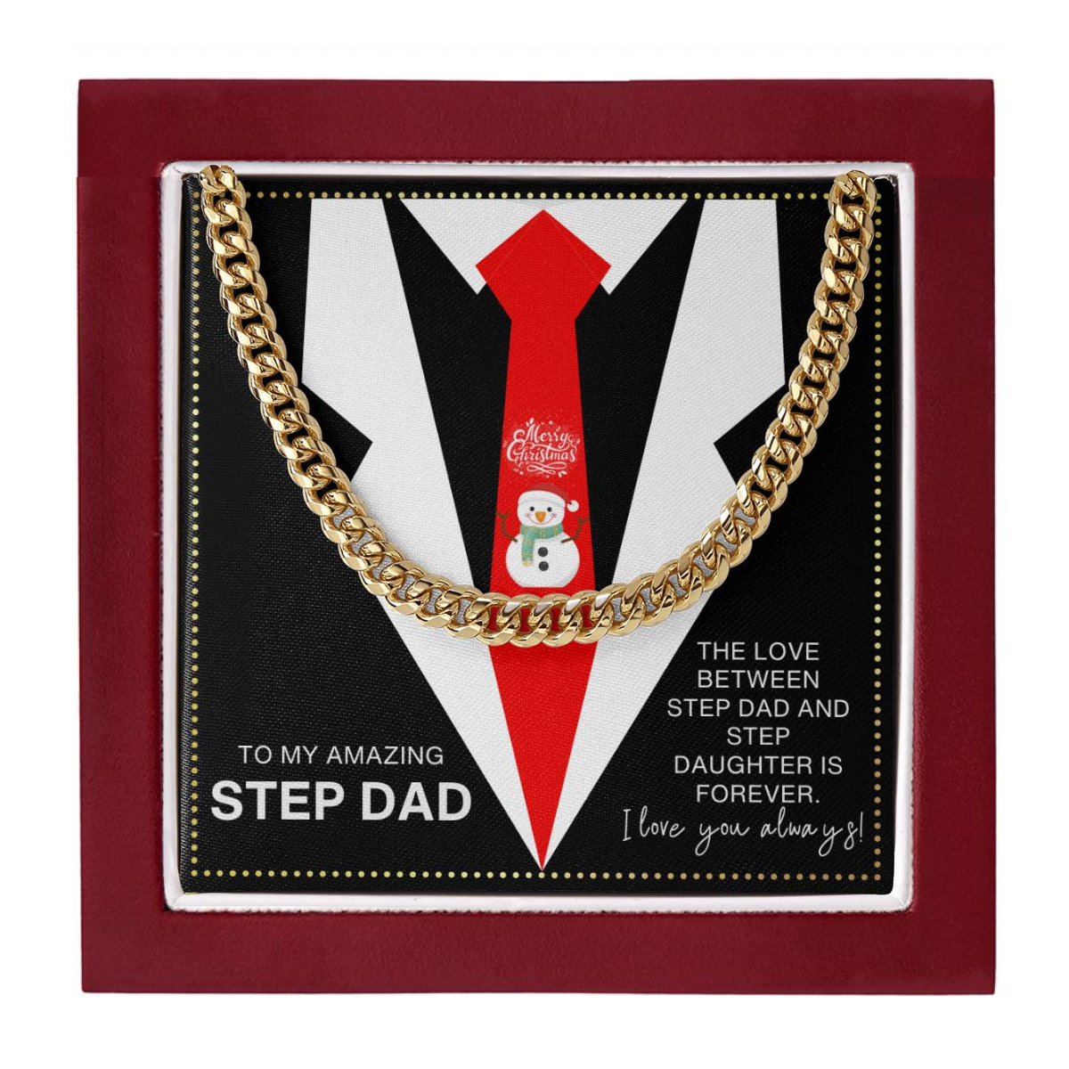 JGF Jewelry Gifts for Family Christmas Card Mum and Step Dad From Step Daughter