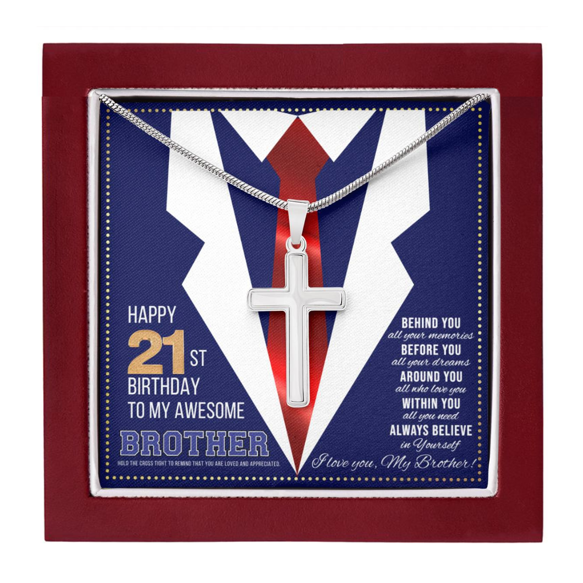 JGF Jewelry Gifts for Family Happy 21st Birthday Card Gifts For Brother From Sister Present for 21 Year Old Brother