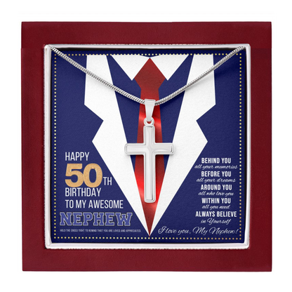 JGF Jewelry Gifts for Family Happy 50th Birthday Card Nephew Present for 50 Year Old Nephew