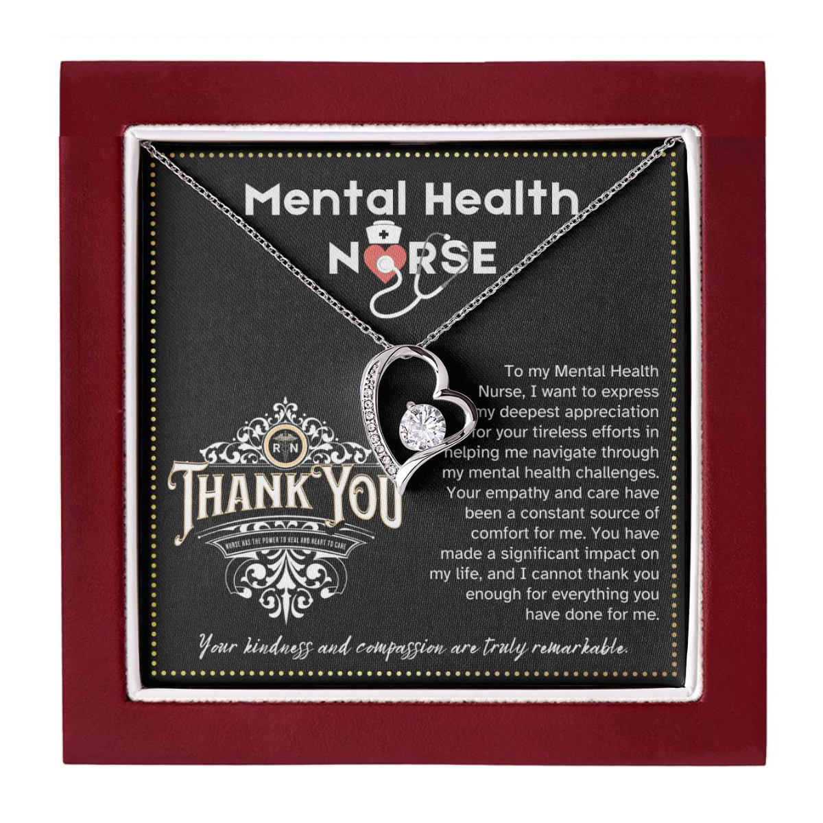 JGF Jewelry Gifts for Family Thank You Gifts Mental Health Single Nurses Heart Necklace