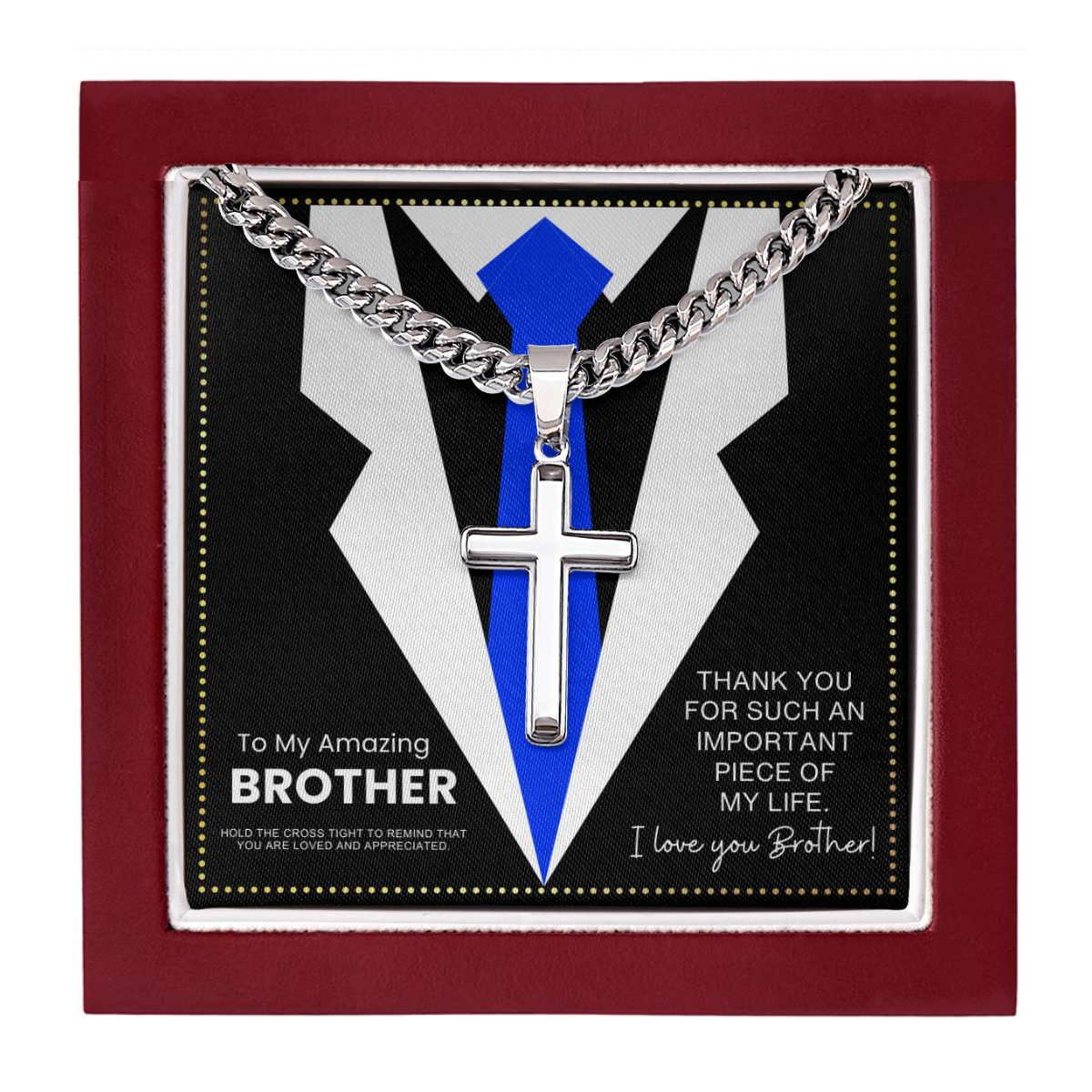 JGF Jewelry Gifts for Family Stainless Steel Necklace For Men Cross For Brother From Sister