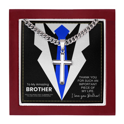 JGF Jewelry Gifts for Family Stainless Steel Necklace For Men Cross For Brother From Sister