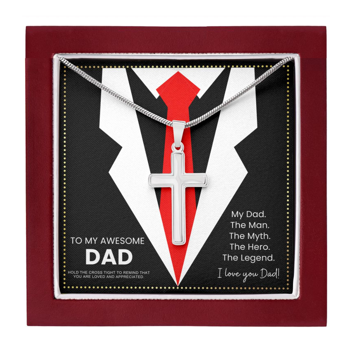 JGF Jewelry Gifts for Family Cross Necklace For Dad From Daughter and Son