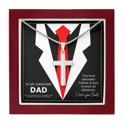 JGF Jewelry Gifts for Family Silver 50th Birthday Cross Necklace Gifts For Men Dad Turning 50 Year Old from Son