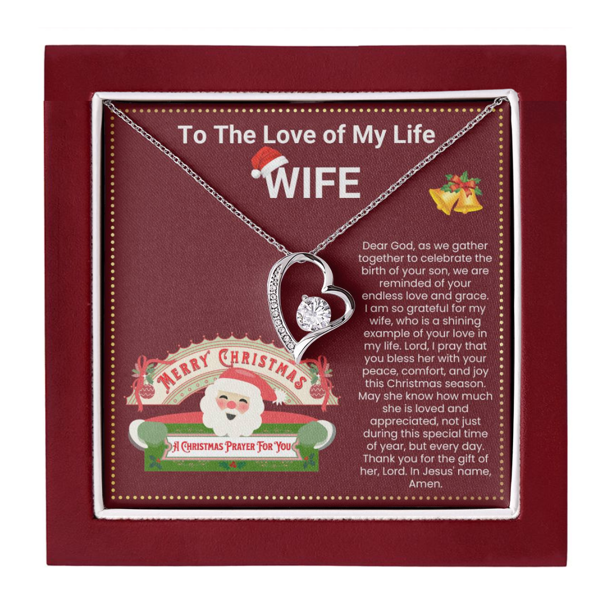 JGF Jewelry Gifts for Family Christmas Message Card For Wife To My Beautiful Wife Necklace