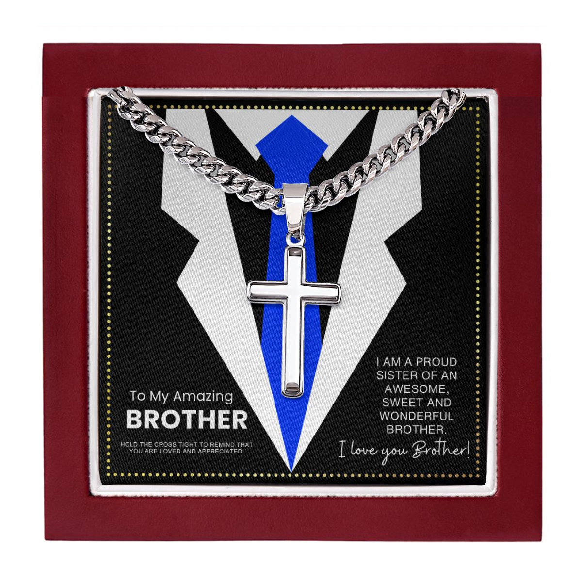 JGF Jewelry Gifts for Family Brother's Birthday Cross Necklace For Men Stainless Steel Pendant
