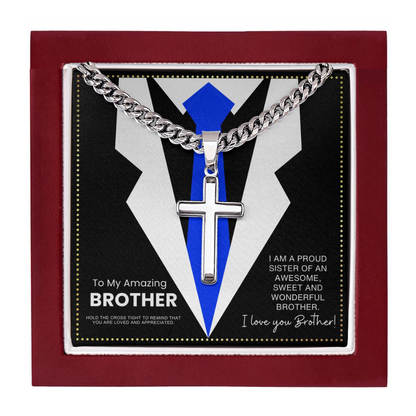 JGF Jewelry Gifts for Family Brother's Birthday Cross Necklace For Men Stainless Steel Pendant