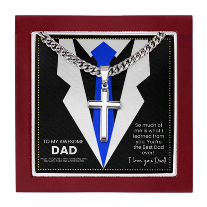 JGF Jewelry Gifts for Family Sterling Silver Cross Necklace For Dad From Son  For Men