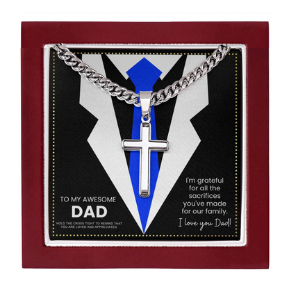 JGF Jewelry Gifts for Family I Love My Dad Silver Cross Necklace For Men