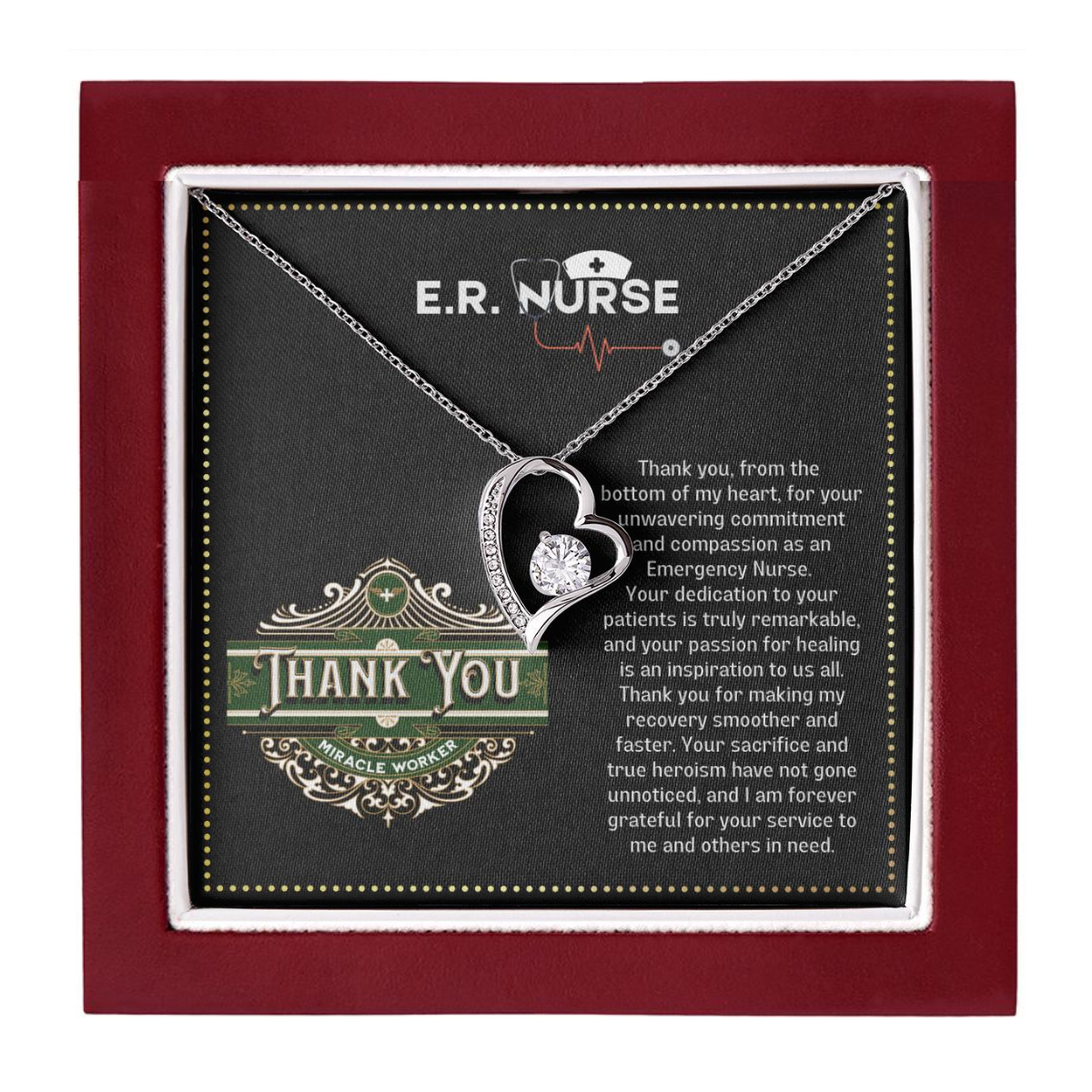 JGF Jewelry Gifts for Family ER RN Nurse Heart Necklace Gifts