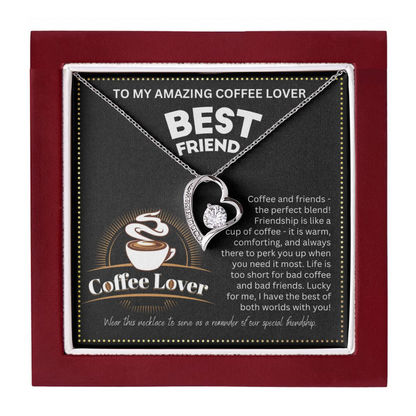 JGF Jewelry Gifts for Family Coffee Lover BFF Bestie Heart Necklace for Women