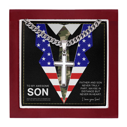JGF Jewelry Gifts for Family Army National Guard US American Flag Cross Necklace For Men
