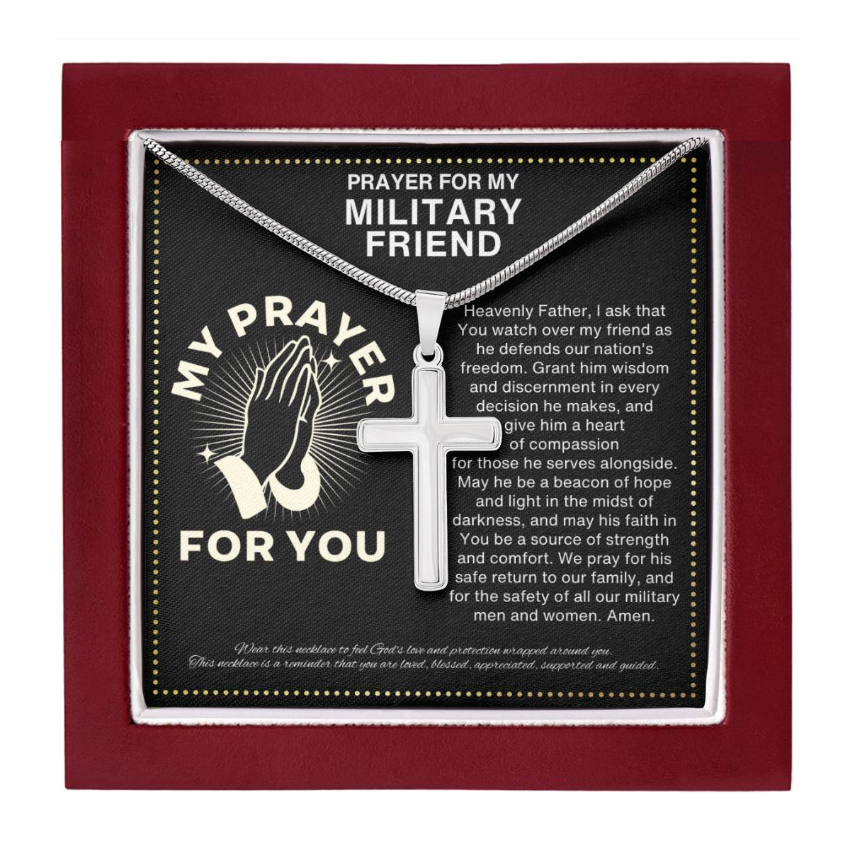 JGF Jewelry Gifts for Family Military Retirement Gifts For Men Army Cross Necklace