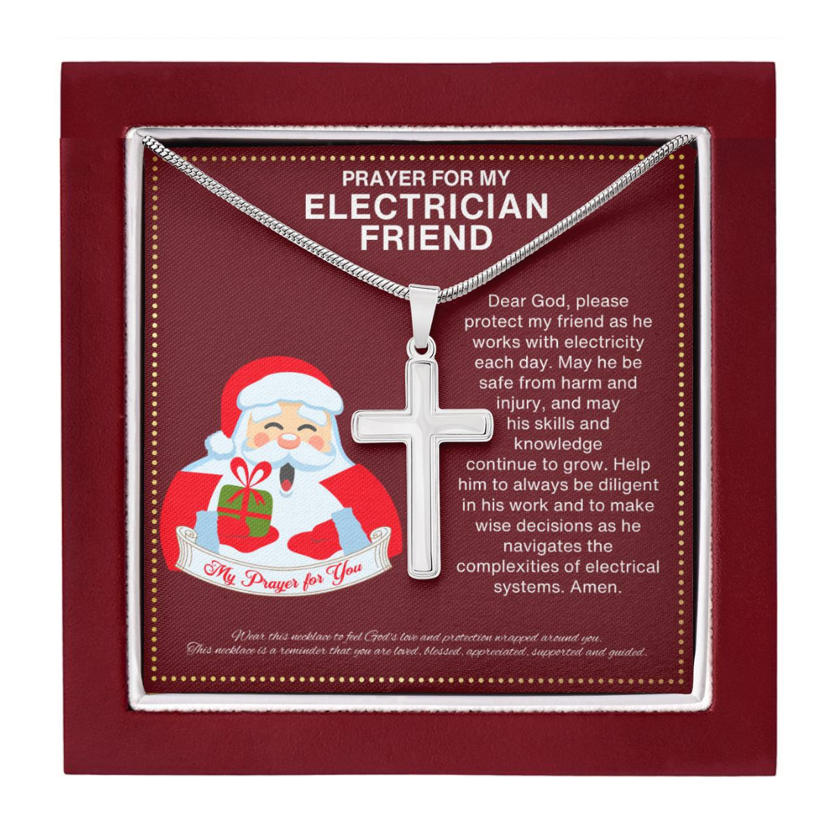 JGF Jewelry Gifts for Family Christmas Prayer Card for Electrician Friend