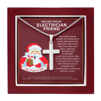 JGF Jewelry Gifts for Family Christmas Prayer Card for Electrician Friend