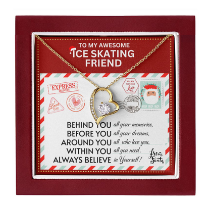 JGF Jewelry Gifts for Family To My BFF Bestie Heart Necklace For Ice Skating Female Friend