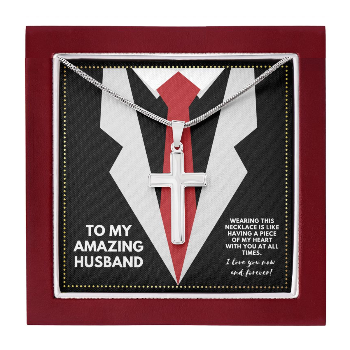 JGF Jewelry Gifts for Family To My Amazing Husband Silver Cross Necklace