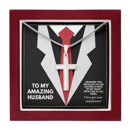 JGF Jewelry Gifts for Family To My Amazing Husband Silver Cross Necklace