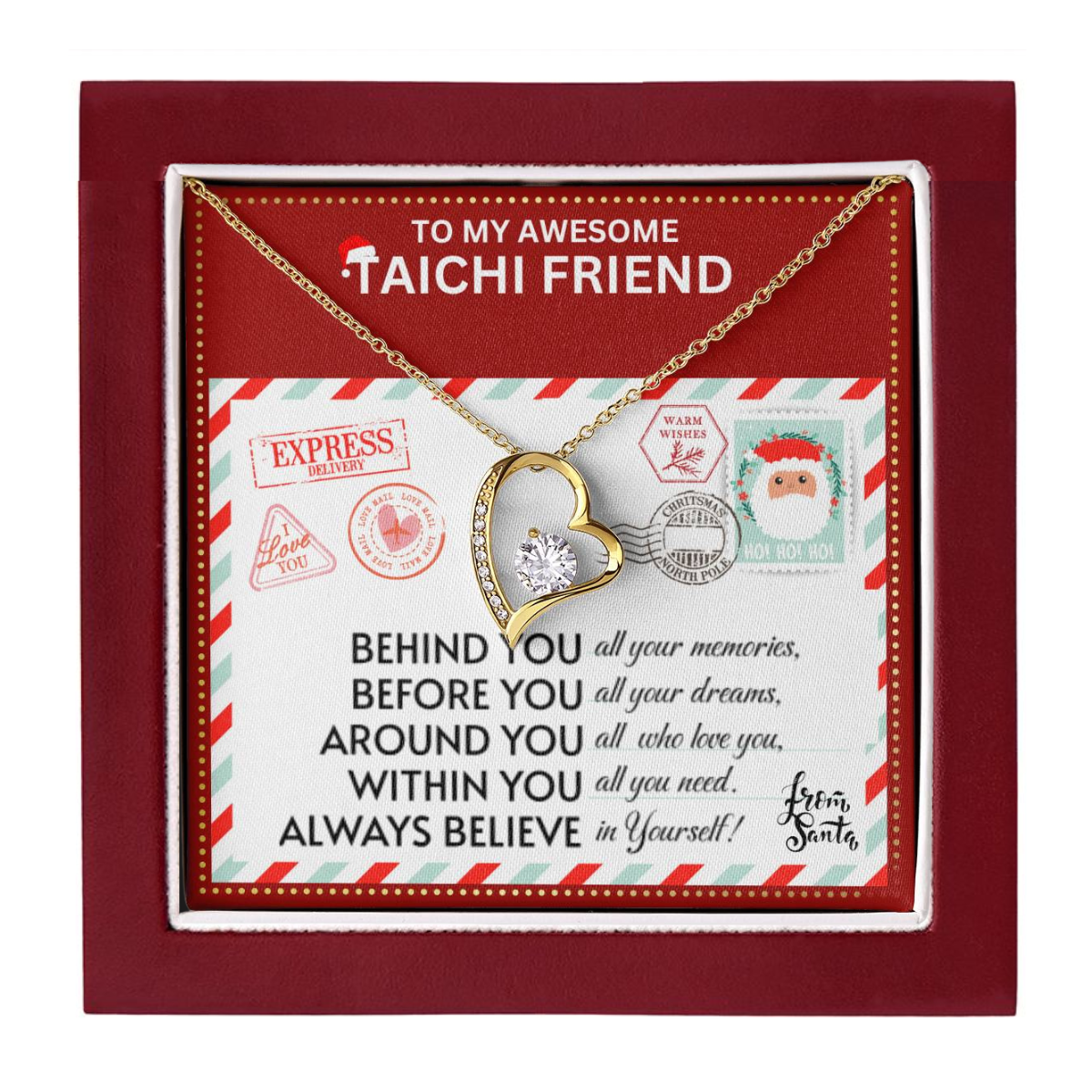 JGF Jewelry Gifts for Family To My BFF Bestie Heart Necklace For Taichi Female Friend Long Distance