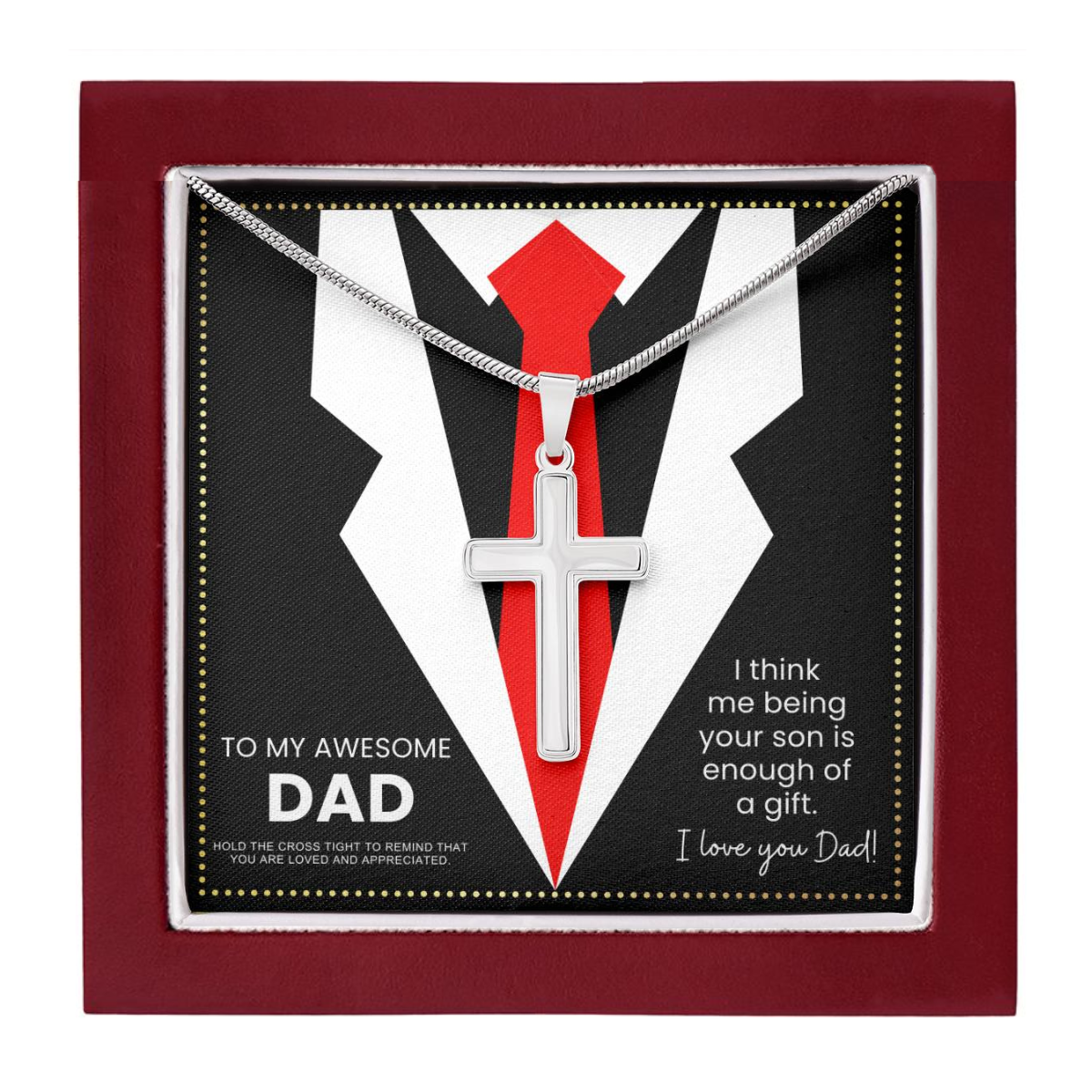 JGF Jewelry Gifts for Family Men In Their 50s Birthday Cross Necklace Silver Gifts to Dad From Adult Son