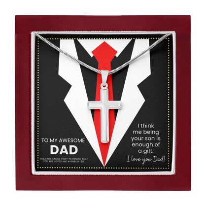 JGF Jewelry Gifts for Family Men In Their 50s Birthday Cross Necklace Silver Gifts to Dad From Adult Son