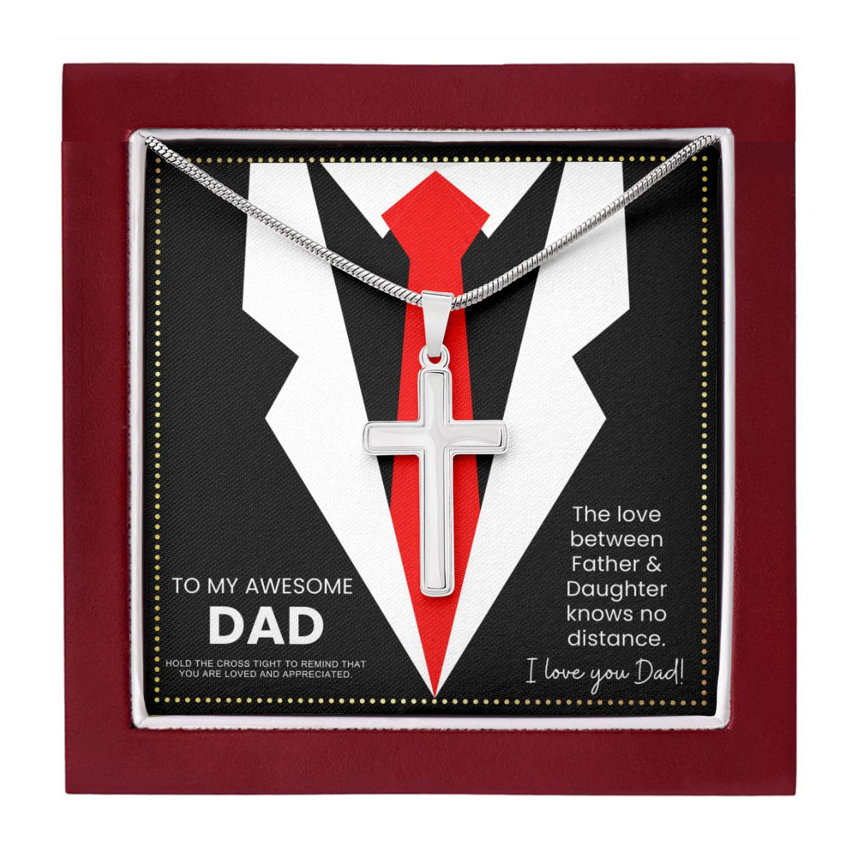 JGF Jewelry Gifts for Family Cross Necklace Silver 50th Birthday Gifts For Men Dad Turning 50 Year Old from Daughter