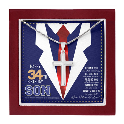 JGF Jewelry Gifts for Family Birthday Necklace Gifts For 34 Year Old Son 34th Birthday Card For Son