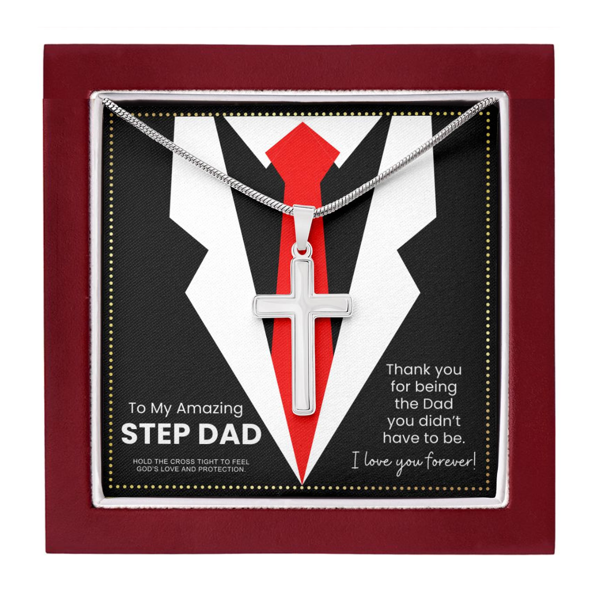 JGF Jewelry Gifts for Family Christian Cross Necklace For Step Dad