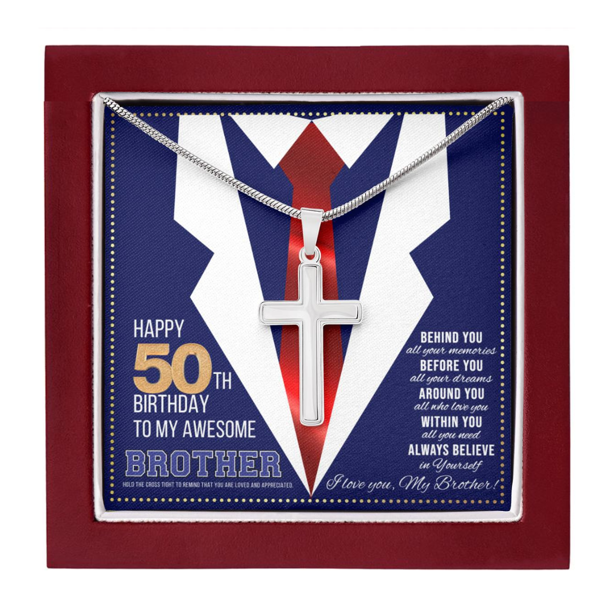 JGF Jewelry Gifts for Family Happy 50th Birthday Card Gifts For Brother From Sister Present for 50 Year Old Brother