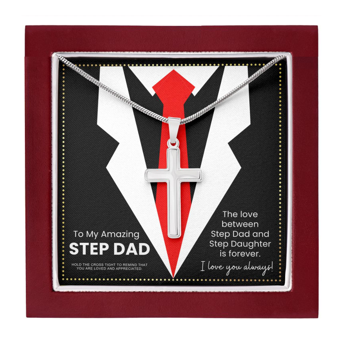 JGF Jewelry Gifts for Family Stainless Steel Necklace For Men With Pendant Step Fathers Day Gifts From Daughter