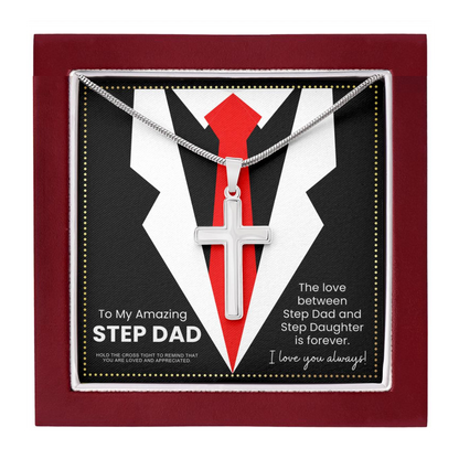 JGF Jewelry Gifts for Family Stainless Steel Necklace For Men With Pendant Step Fathers Day Gifts From Daughter