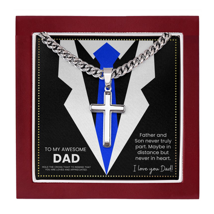 JGF Jewelry Gifts for Family To My Dad Silver Cross Necklace From Son