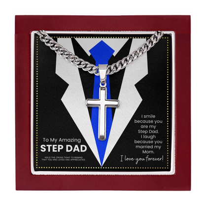 JGF Jewelry Gifts for Family Sterling Silver Cross Necklace For Men Step Dad From Step Son
