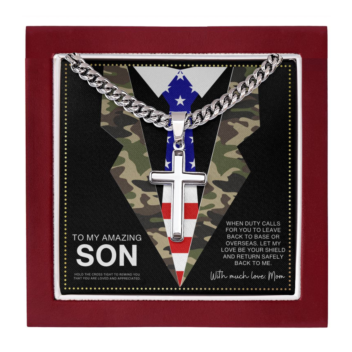 JGF Jewelry Gifts for Family  US Army Navy Cross Necklaces For Men To Son Necklace From Mom