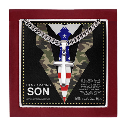JGF Jewelry Gifts for Family  US Army Navy Cross Necklaces For Men To Son Necklace From Mom