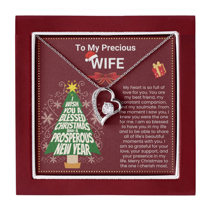 JGF Jewelry Gifts for Family Christmas Message Card For Wife Dainty Silver Heart Necklace For Women