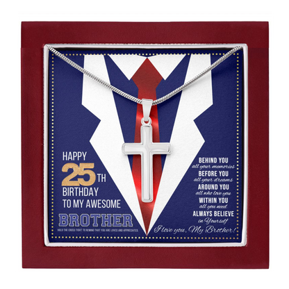 JGF Jewelry Gifts for Family Happy 25th Birthday Card Gifts For Brother From Sister Present for25 Year Old Brother