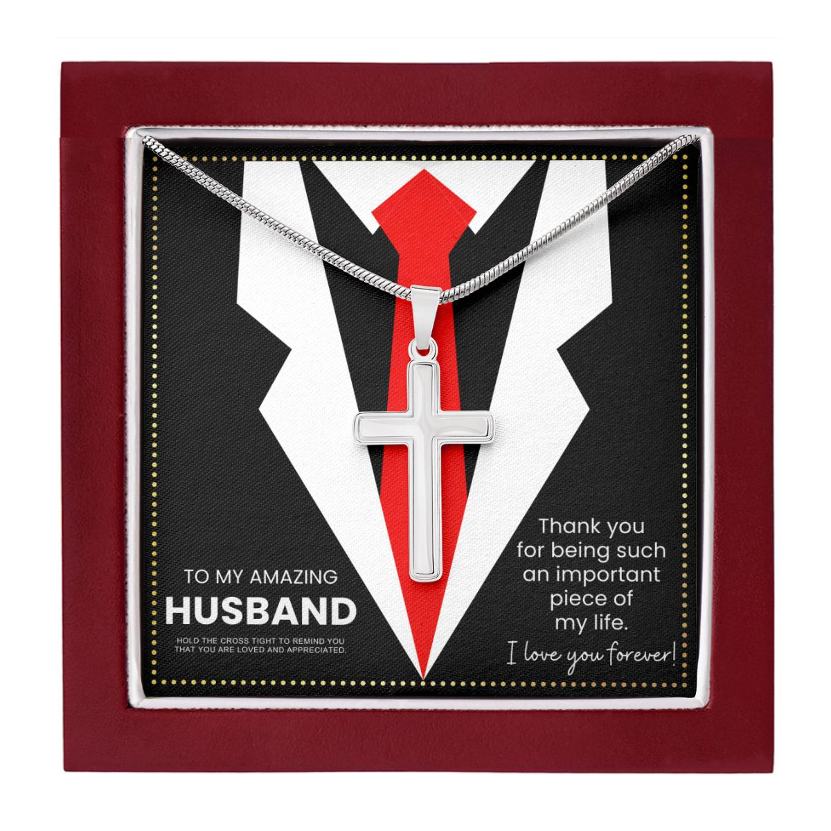 JGF Jewelry Gifts for Family Husband Anniversary Message Card From Wife Stainless Steel Necklace For Men