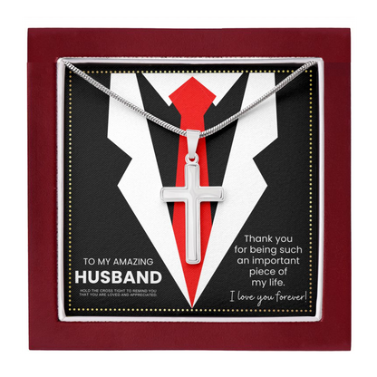 JGF Jewelry Gifts for Family Husband Anniversary Message Card From Wife Stainless Steel Necklace For Men