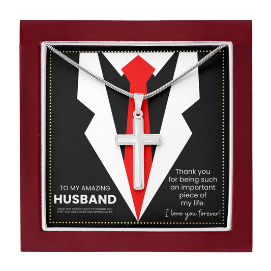 JGF Jewelry Gifts for Family Husband Anniversary Message Card From Wife Stainless Steel Necklace For Men