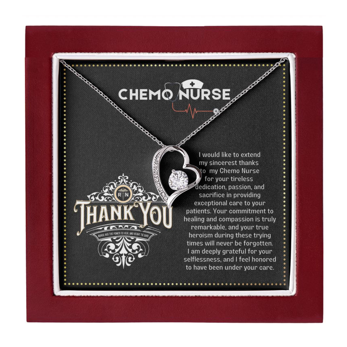 JGF Jewelry Gifts for Family Chemo Nurse RN Thank You Gifts for Women Heart Necklace