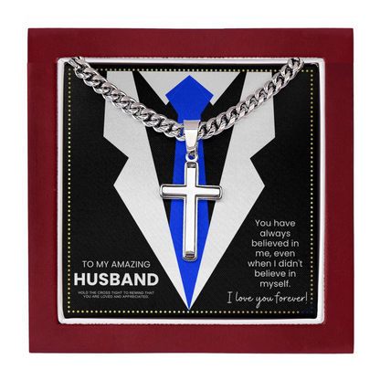JGF Jewelry Gifts for Family Husband Birthday Card Religious Crucifix Necklace Men