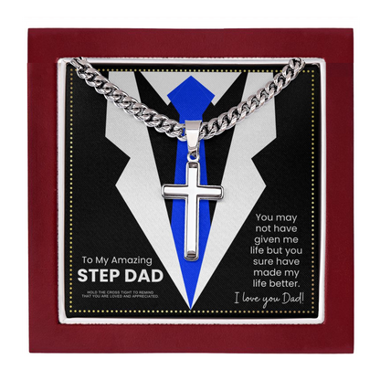 JGF Jewelry Gifts for Family Cross Necklace Gifts For My Step Dad