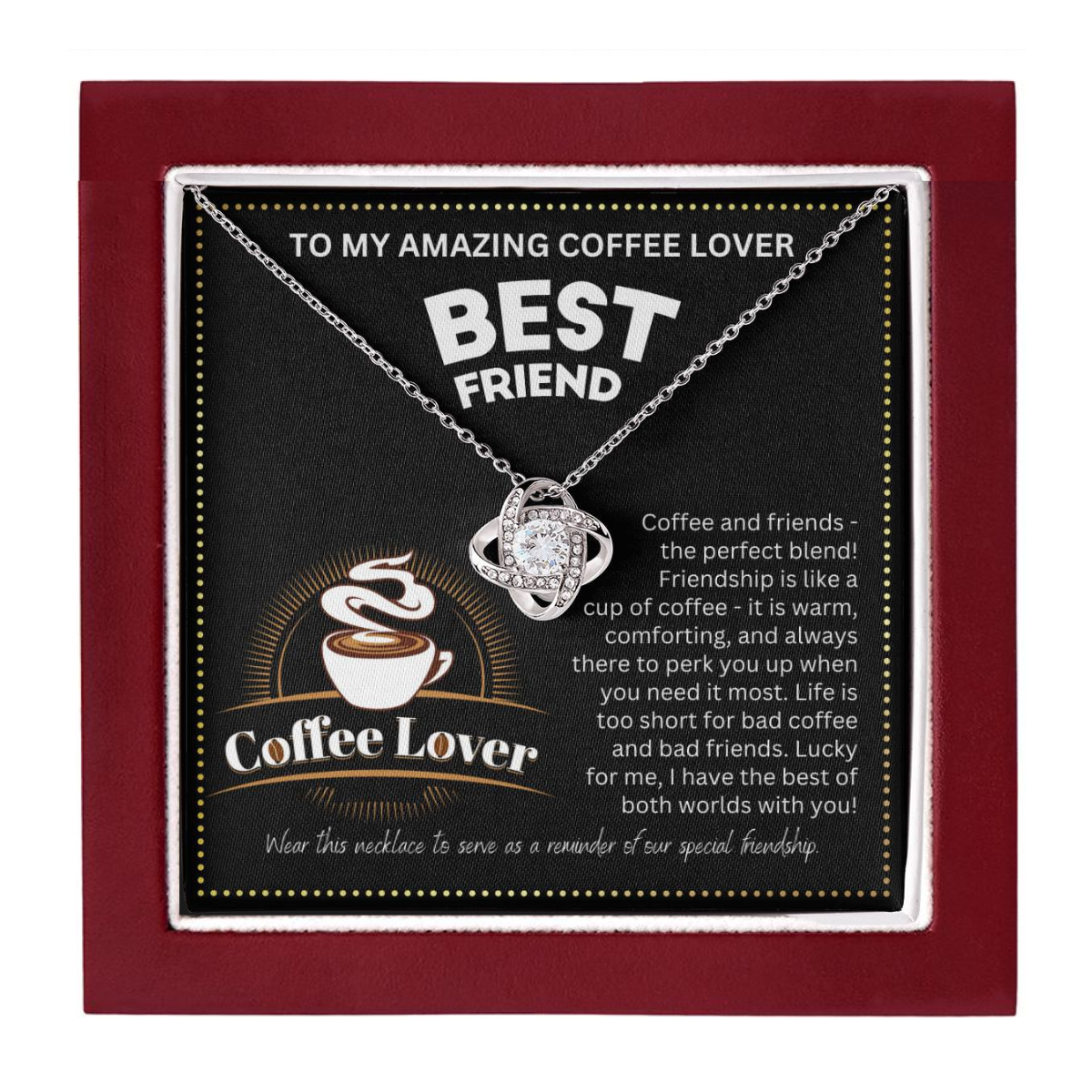 JGF Jewelry Gifts for Family No Coffee No Workee Bestie BFF Amazing Friendship Heart Necklace