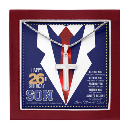 JGF Jewelry Gifts for Family Birthday Necklace Gift For 26 Year Old Son Happy 26th Birthday Card For Son