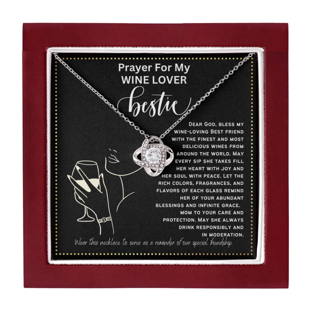 JGF Jewelry Gifts for Family Prayer For My Wine Lover Bestie BFF Friend For Her Birthday Heart Necklace