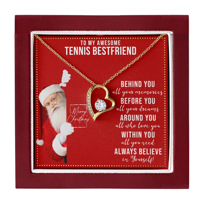 JGF Jewelry Gifts for Family To My BFF Bestie Heart Necklace For Tennis Female Friend