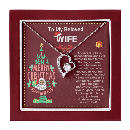JGF Jewelry Gifts for Family Christmas Message Card For Wife One Heart Short Necklace